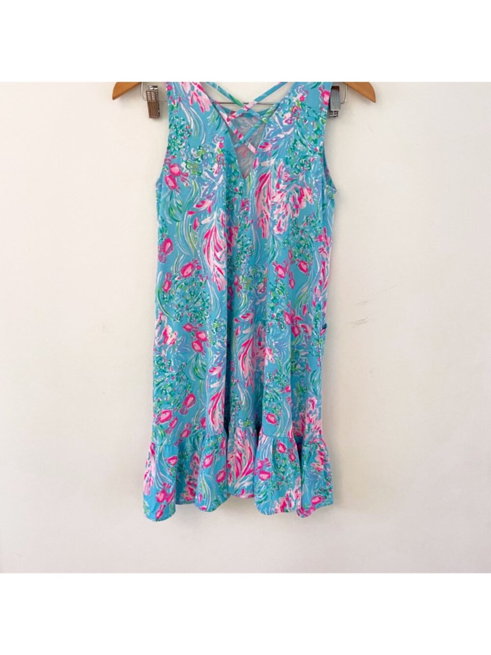 Lilly Pulitzer Kristen Flounce Dress In Amalfi Blue Best Fishes, Size XS - Picture 3 of 6